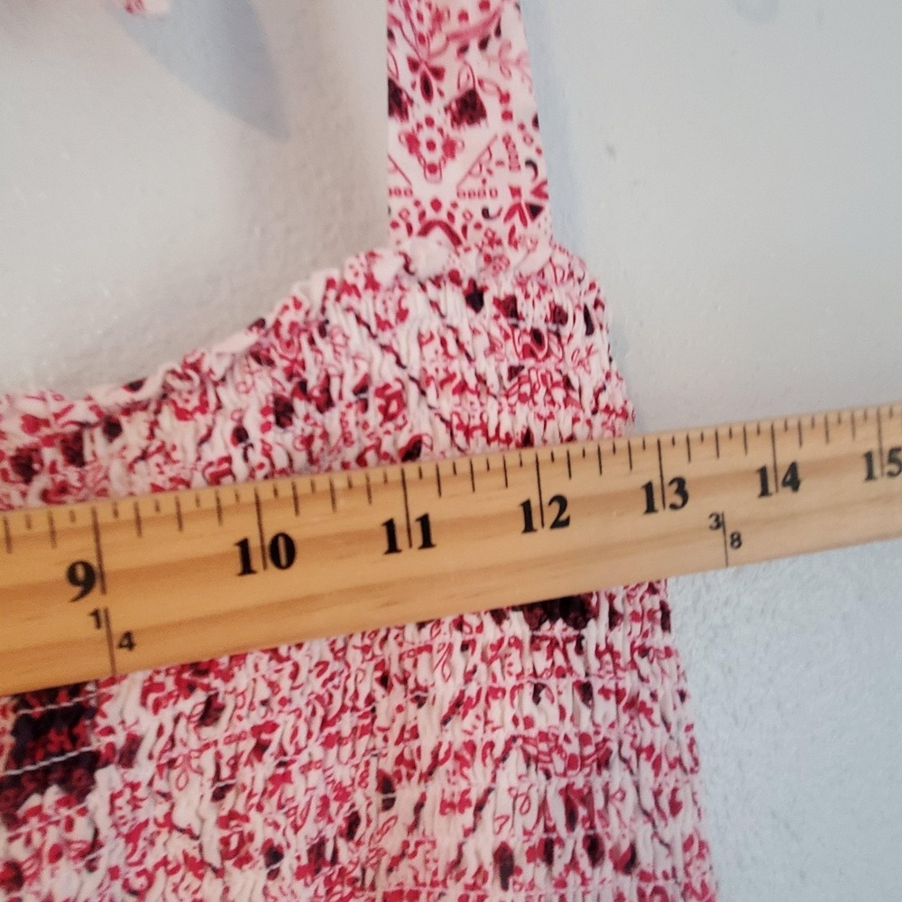 Ariat Dress Womens Large Red Bandana Paisley Smocked Halter Maxi Boho Rayon - Picture 4 of 11